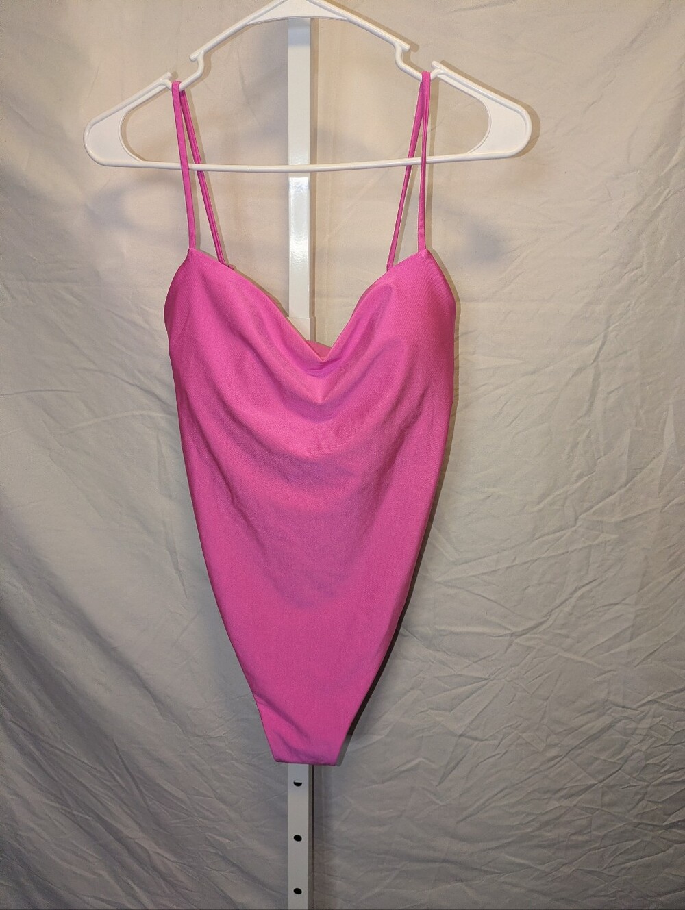 NWT Shade & Shore Pink Cowl Neck One Piece Swimsuit - High Leg Cheeky - M